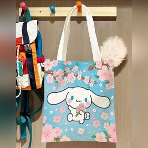 Cinnamoroll With Cherry Blossoms Blue Tote Bag